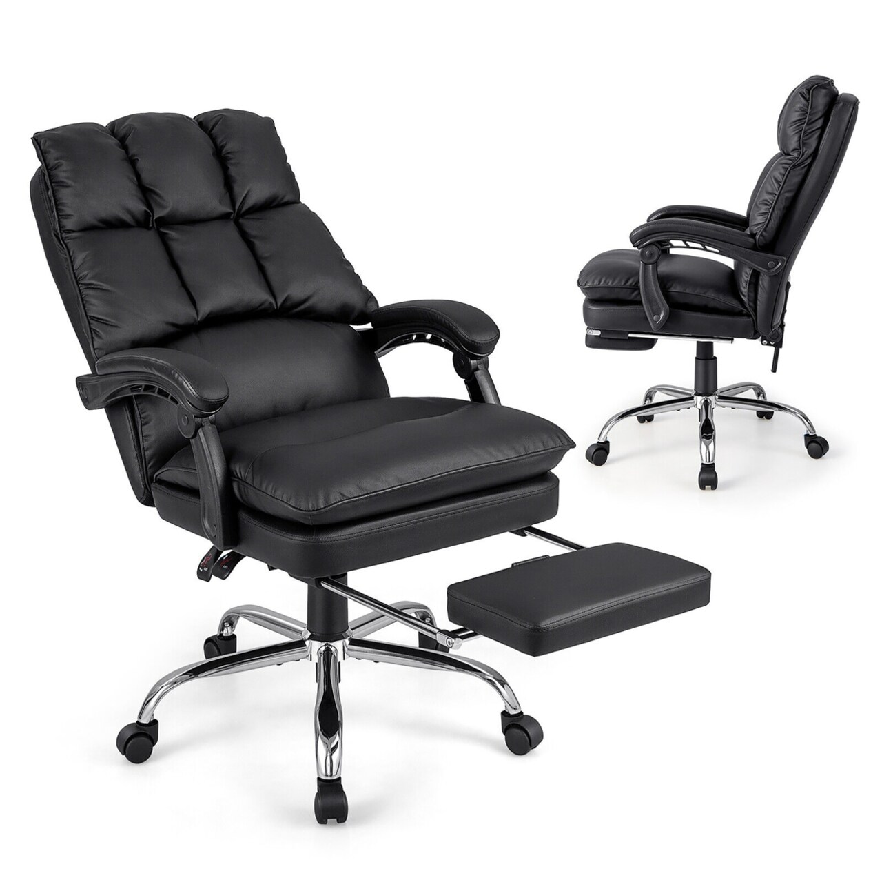 High Back Reclining Office Chair Ergonomic Computer Desk Chair W/ Footrest And Pad